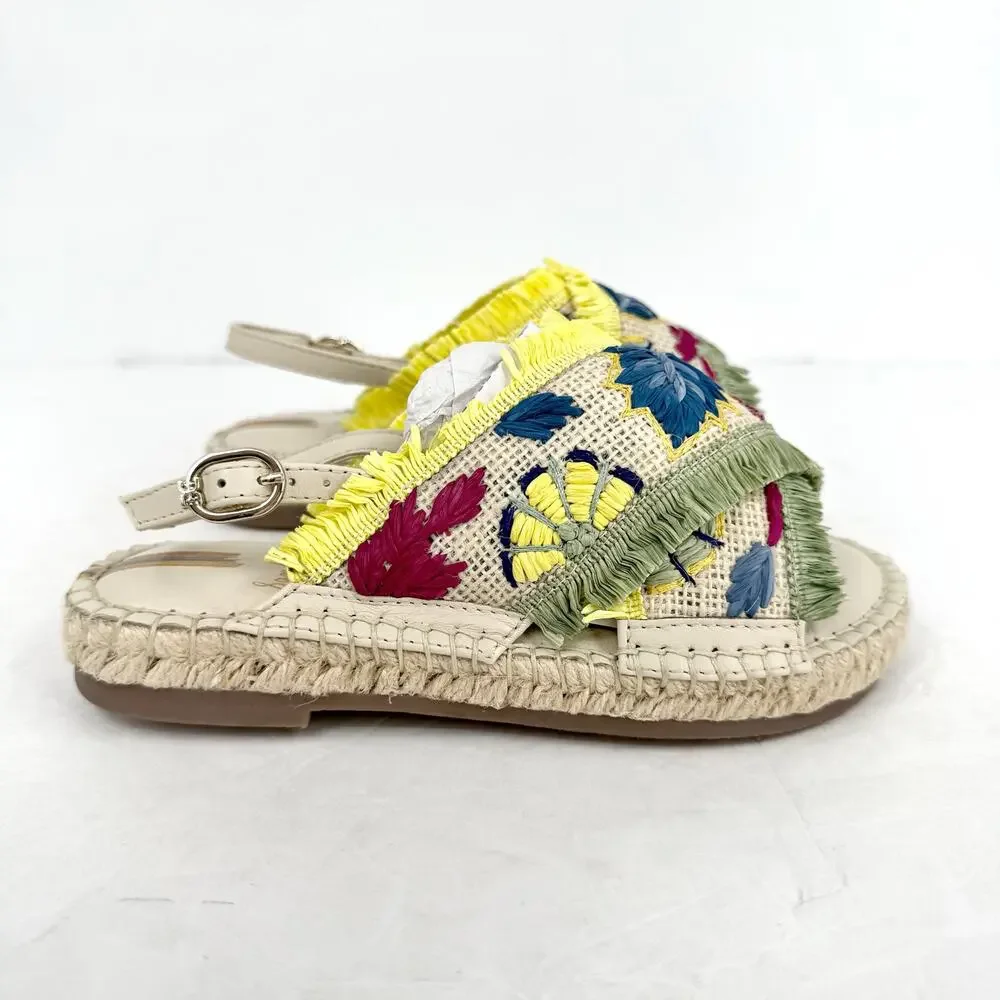 Sam Edelman Kids Kayden Slingback Sandal US 2 M Beige Multicolor Leather NIB